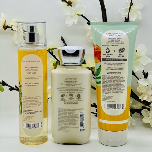 Bath and Body Works Marigold & Cane Sugar Trio Set Fine Fragrance, Cream, Lotion - Picture 2 of 5